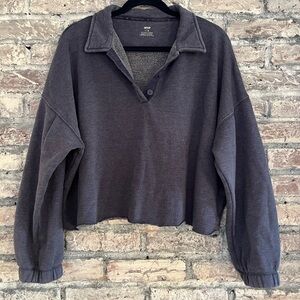 Aerie blue long Sleeve slightly Cropped Top, excellent condition smoke &pet free